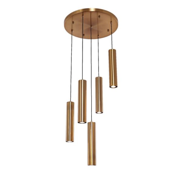 Viseća lampa Cylinder 5 – zlatna, luksuzni dizajn s 5 svjetlosnih točaka
