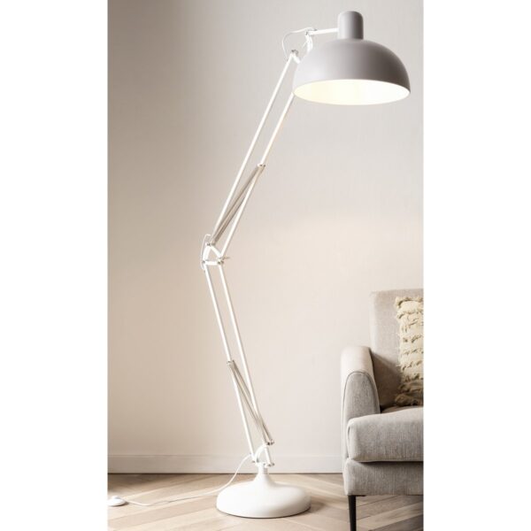 Bijela podna lampa Industrial Adjust – podesiva i elegantna
