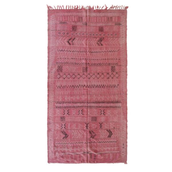Berberski kilim tepih iz Maroka – ručno tkan, roza tonovi 144 x 278 cm