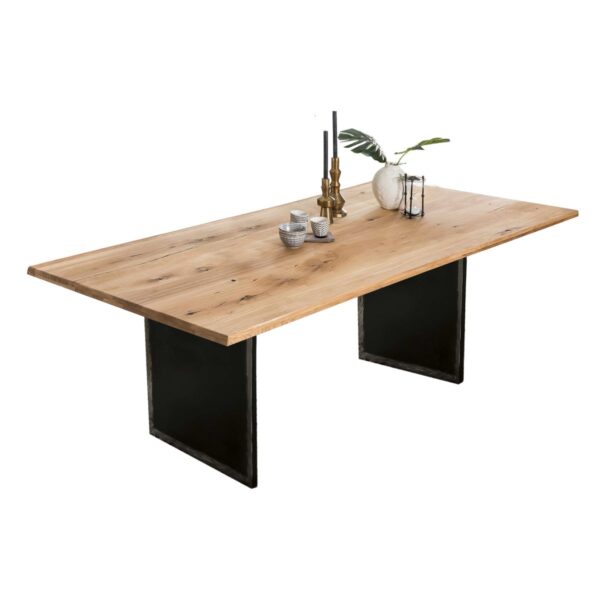 Blagovaonski stol od divljeg hrasta s metalnim nogama - 200x100 cm