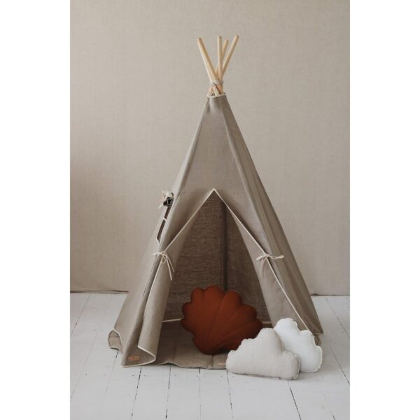 Teepee šator “Natural Linen” – set s podlogom u obliku lista