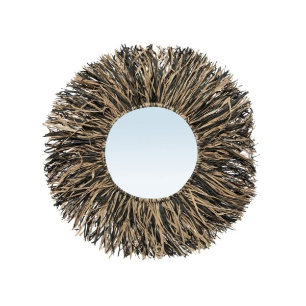 Raffia Fringe okruglo ogledalo – Natural Black – 45 cm