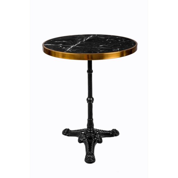 Bistro stolić s crnim mramorom i mesing okvirom – 57 cm