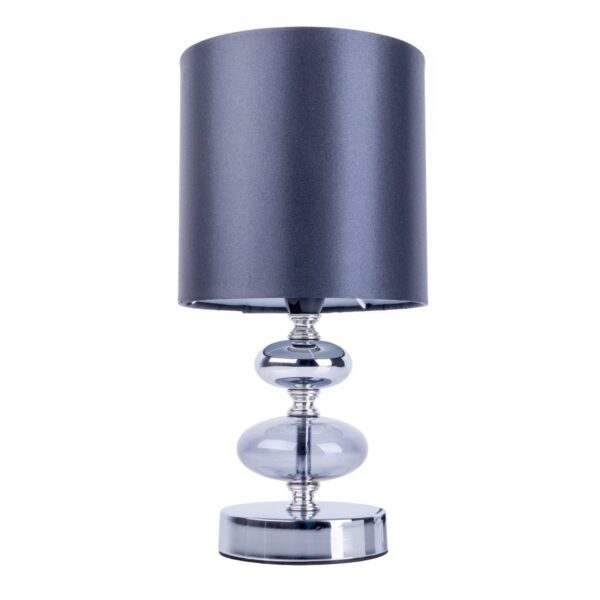 Mali stolna lampa – elegantna tkanina i srebrna baza
